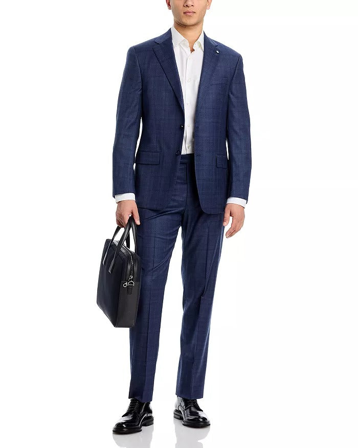 Hart Schaffner Marx Regular fit 2 Piece Suit 40 S / 33 Waist Navy Blue Plaid