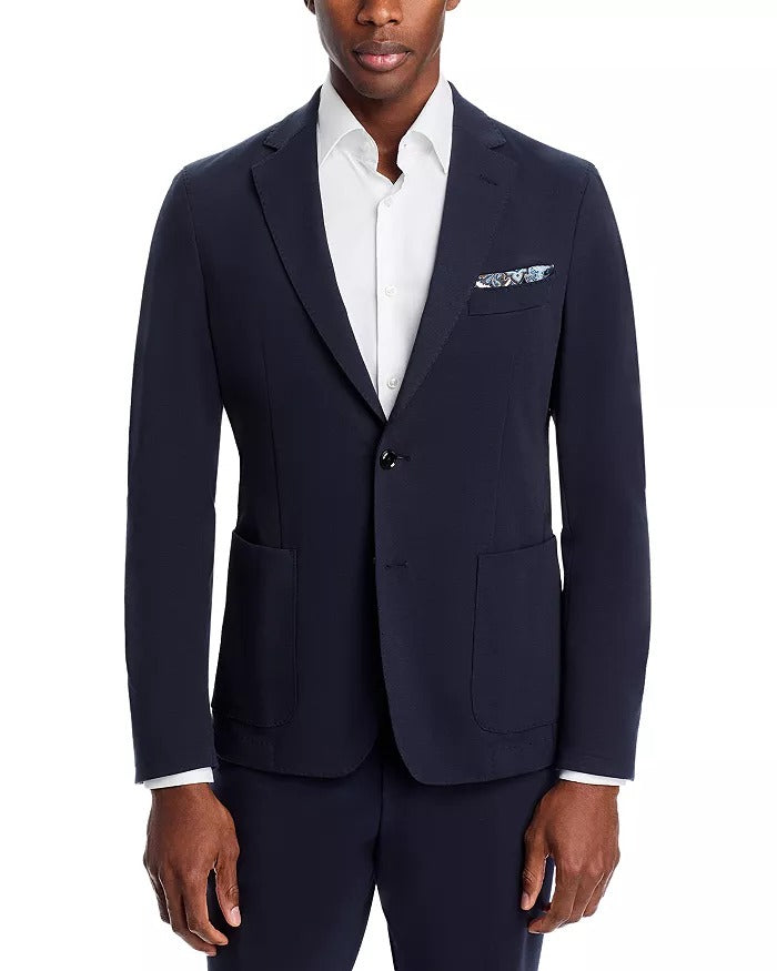 HUGO Boss Hanry Cotton Jersey Slim Fit Unstructured Suit Jacket Blazer 38R Navy