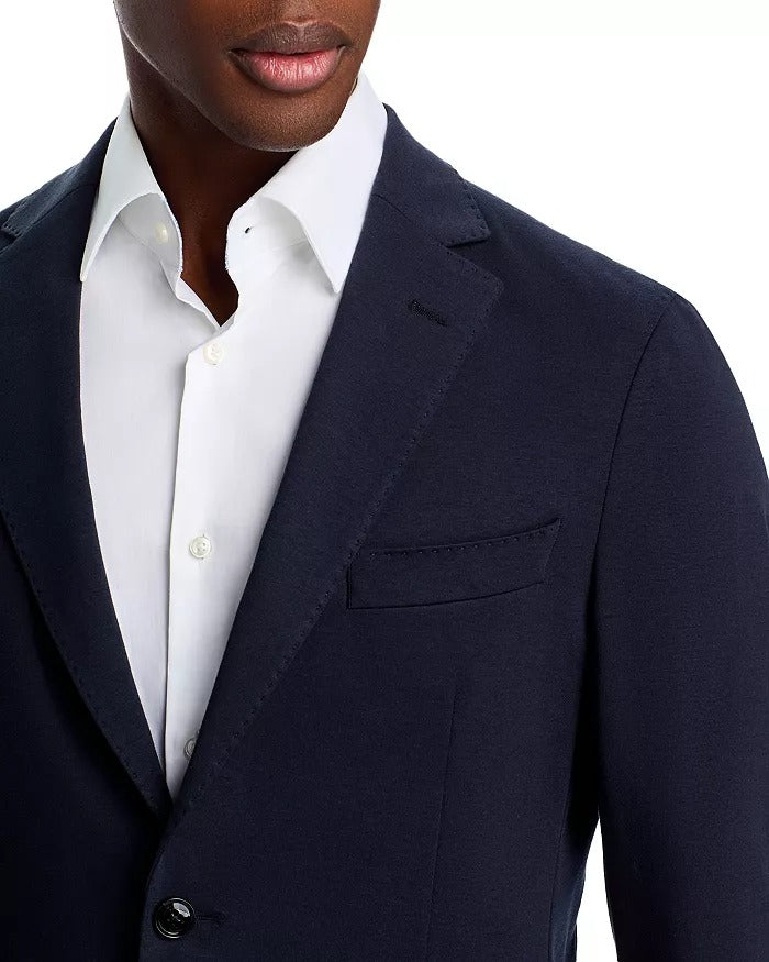 HUGO Boss Hanry Cotton Jersey Slim Fit Unstructured Suit Jacket Blazer 38R Navy