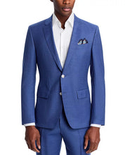 Hugo Boss Mens H-Huge Textured Solid Slim Fit Suit Jacket 44R Blue