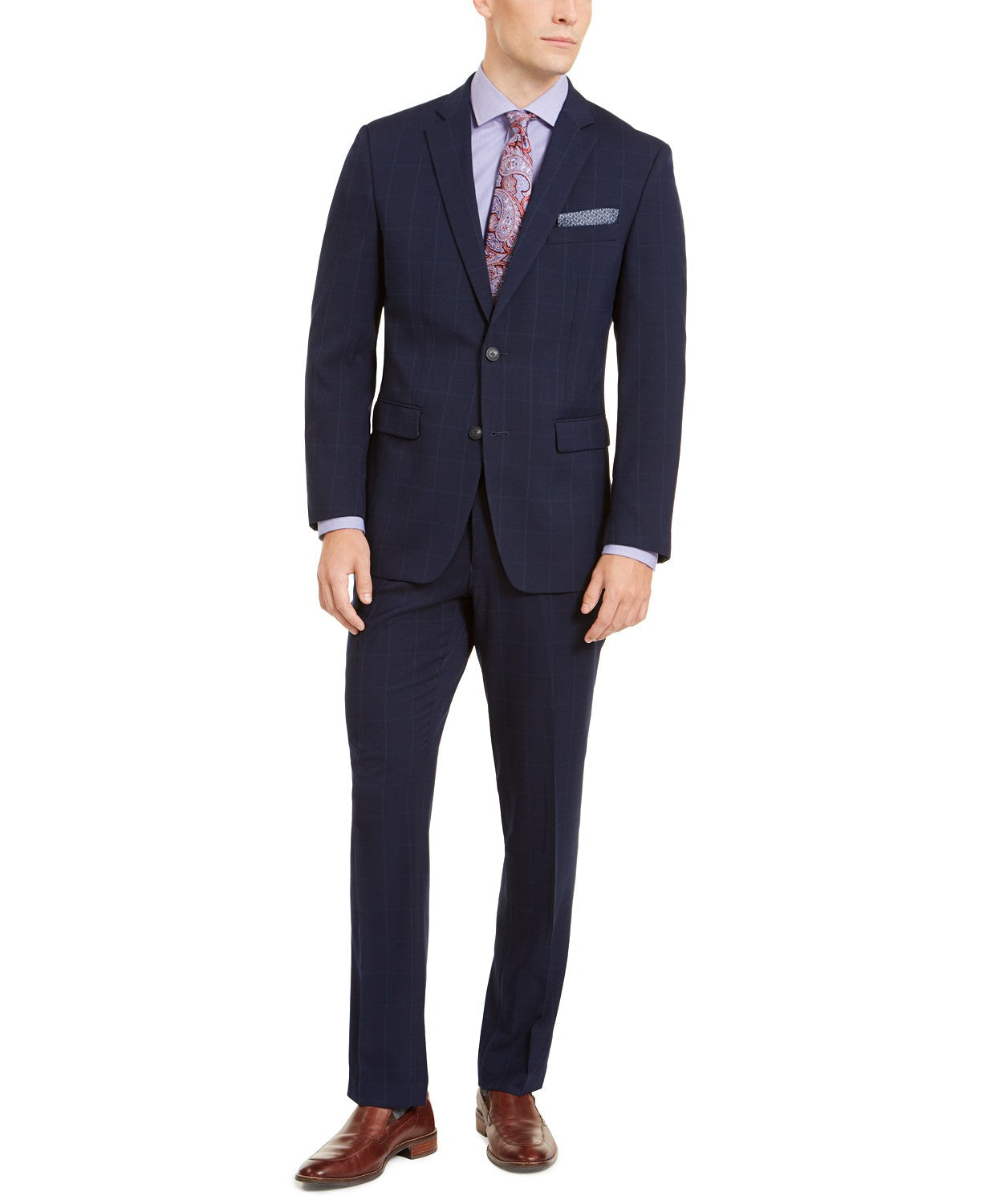 Perry Ellis Portfolio Mens Slim Fit Navy Dress Pants 30 x 30