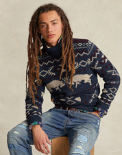 Polo Ralph Lauren Regular Fit Wool Cashmere Patterned Turtleneck Sweater Small