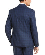 Bar Iii Mens Slim fit Suit Jacket Blazer 38 R Navy Blue Plaid Stretch