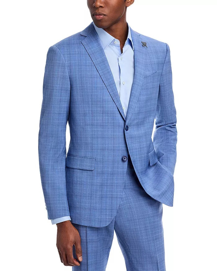 John Varvatos Mens Slim fit Wool Suit Jacket Blazer 42 R Light Blue Plaid