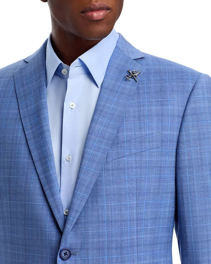 John Varvatos Mens Slim fit Wool Suit Jacket Blazer 42 R Light Blue Plaid