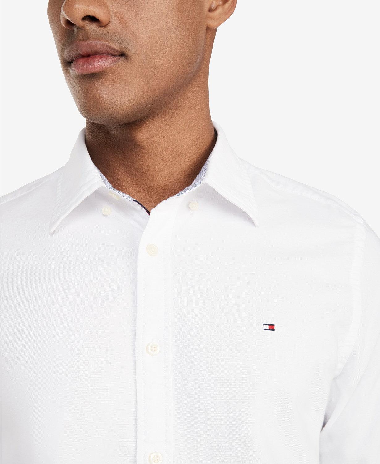 Tommy Hilfiger Mens New England Solid Oxford Button Down Shirt White Small