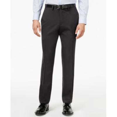 Kenneth Cole Mens Slim fit Dress Pants 32 / 30 Dark Grey Solid Stretch