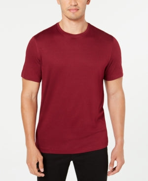 Tasso Elba Mens Knit Short Sleeve Crewneck T Shirt Burgundy Red Large