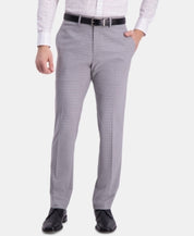 Kenneth Cole Mens Slim fit Dress Pants 38 / 30 Light Grey Plaid Stretch