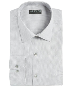 Alfani Mens Athletic fit Dress Shirt Medium 15-15.5 34-35 Grey Geometric