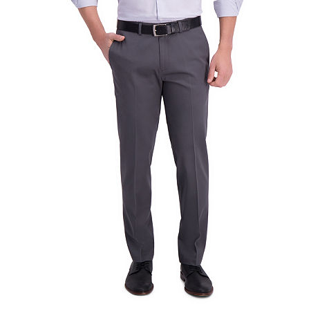 Haggar Mens Straight fit Cotton Dress Pants 32 / 32 Gray Solid