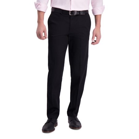 Haggar Mens Classic fit Dress Pants 36 / 30 Black Solid Stretch