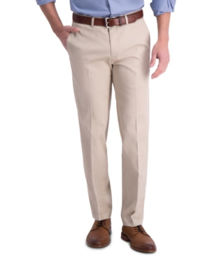 Haggar Mens Straight fit Cotton Chinos Pants 36 / 29 Beige Solid