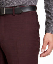 Bar III Mens Slim Fit Active Stretch Suit Dress Pants Burgundy Red 34 x 32