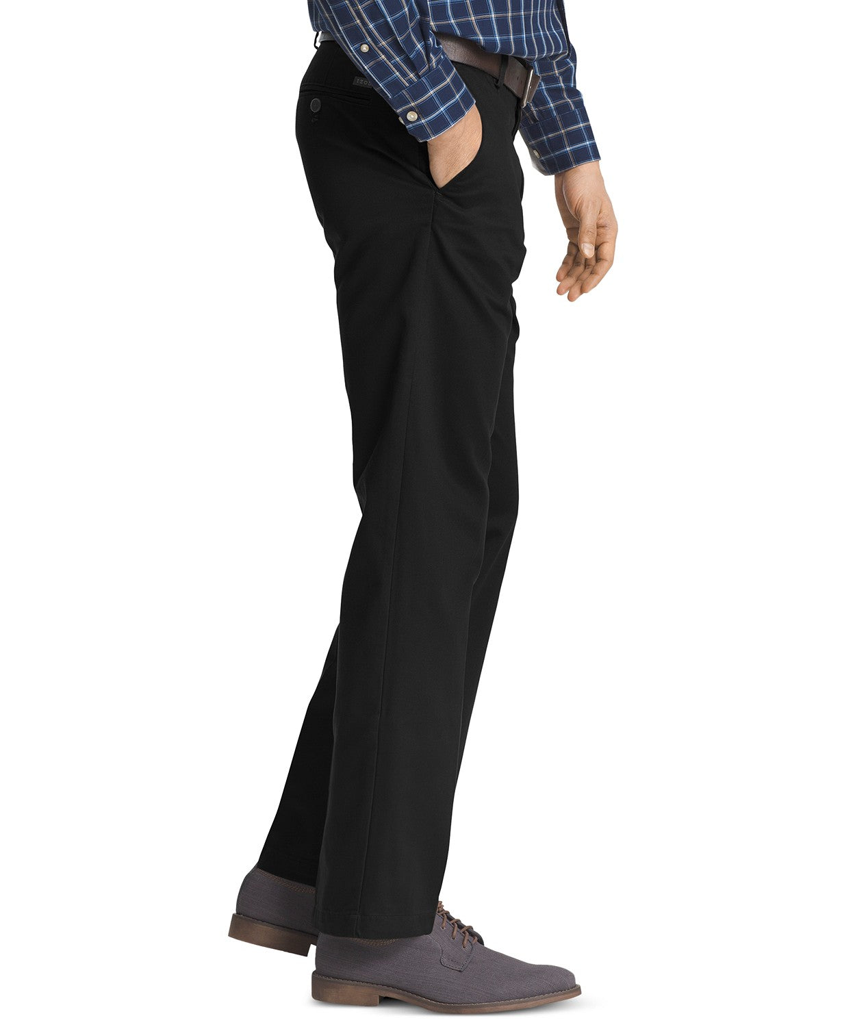 Izod Mens Straight Fit Chino Pants Flat Front Black 36 x 32