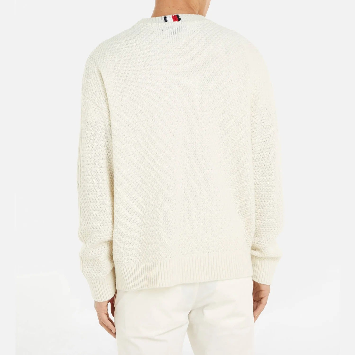 Tommy Hilfiger Men's Oversized-Fit Monotype Logo Cable-Knit Sweater XXL White