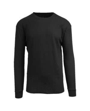 Galaxy by Harvic Men's Waffle Knit Thermal Long Sleeve Shirt Black Large