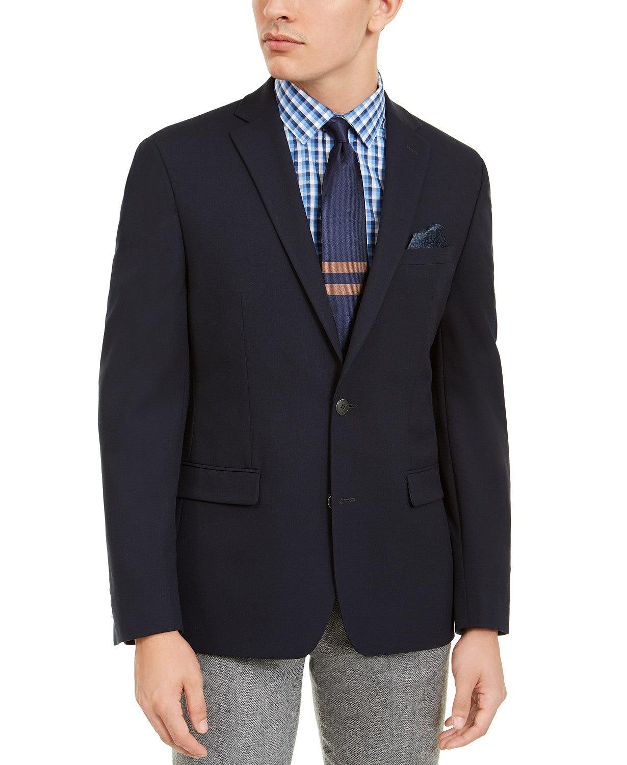 Bar Iii Mens Skinny fit Suit Jacket Blazer 44 S Navy Blue Solid Stretch