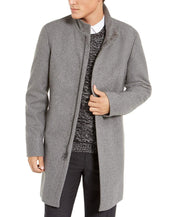 Calvin Klein Mens Slim fit Overcoat Coat 42 S Grey Solid Full Zip