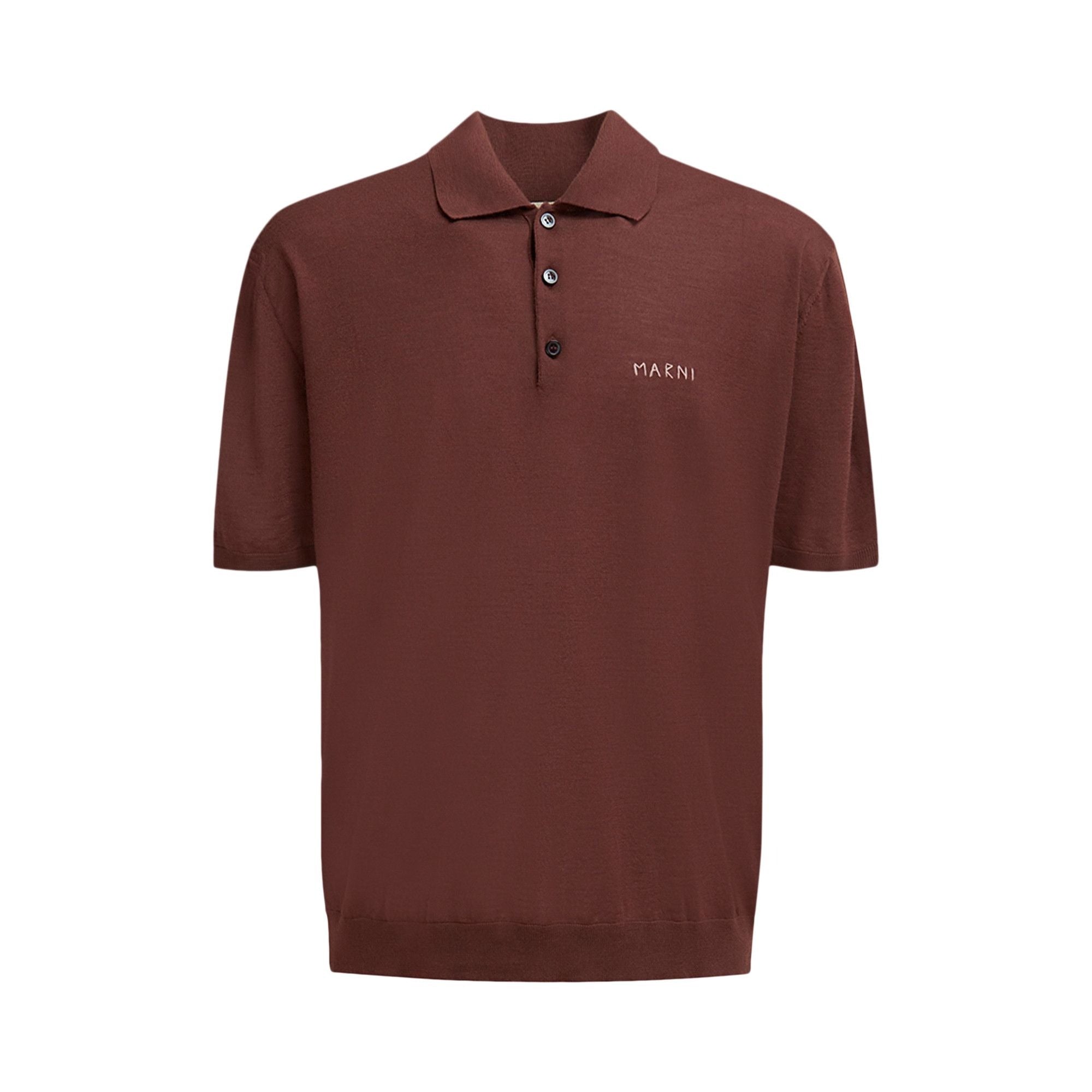 Marni Mens  fit Short Sleeve Polo Shirt Large Raisin Brown Solid