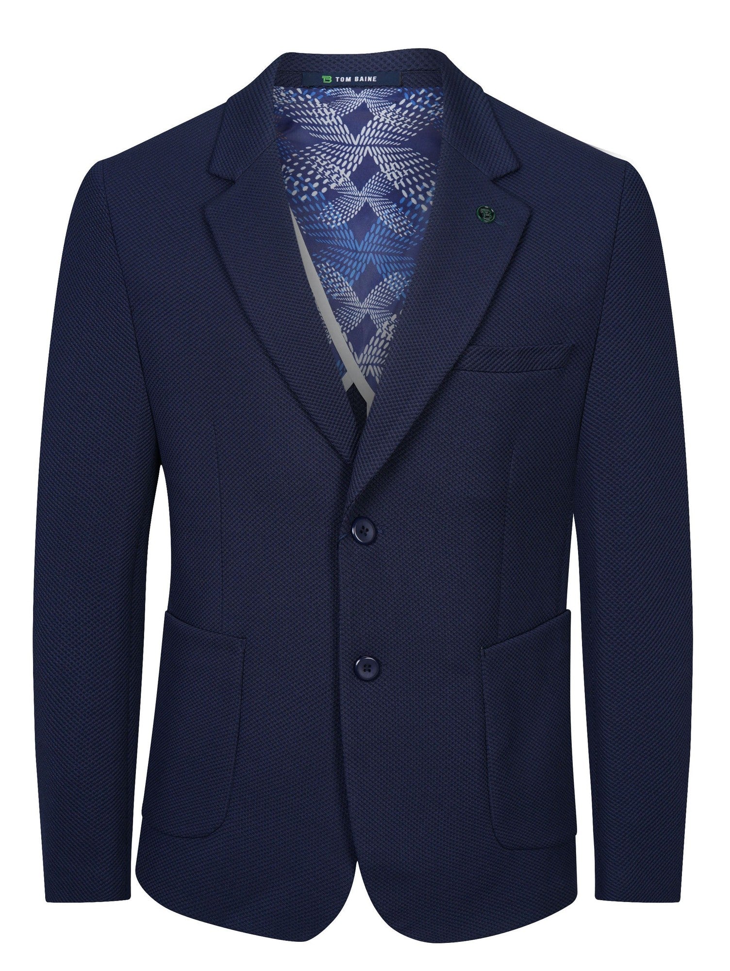 Tom Baine Mens Slim fit  Cotton Sport Coat Blazer 38 R Navy Blue Solid