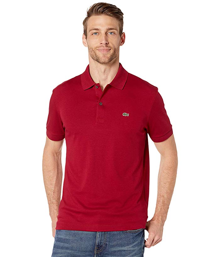 Lacoste Mens Regular Fit Short Sleeve Polo Shirt Pima Bordeaux Red Medium