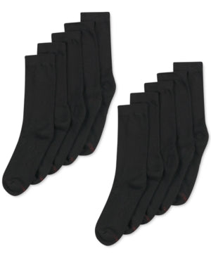 Hanes Mens 10pk Cushioned Crew Socks Black 6-12 10-13
