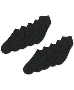 Hanes Men's 10 Pk Cushioned Low Cut Socks Black
