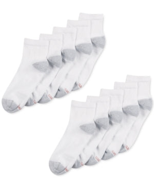 Hanes Platinum 10 Pack Ankle Socks 6-12 White