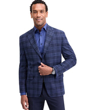 Michael Kors Mens Classic fit Sport Coat Blazer 52 R Blue Plaid