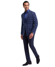 Michael Kors Mens Classic fit Knit Sport Coat Blazer 46 R Navy Blue Plaid