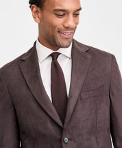 Michael Kors Men's Classic-Fit Stretch Melange Faux Suede Sport Coat 46 R Brown