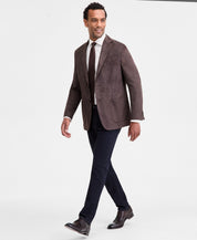Michael Kors Men's Classic-Fit Stretch Melange Faux Suede Sport Coat 46 R Brown