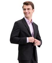 Kenneth Cole Mens Slim fit 2 Piece Suit 36 R / 29 Waist Black Striped Stretch
