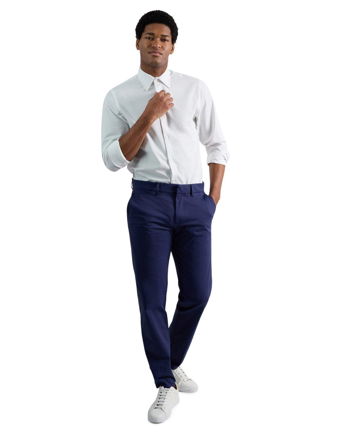 Kenneth Cole Mens Slim fit Dress Pants Knit 34 / 30 Navy  Blue Solid