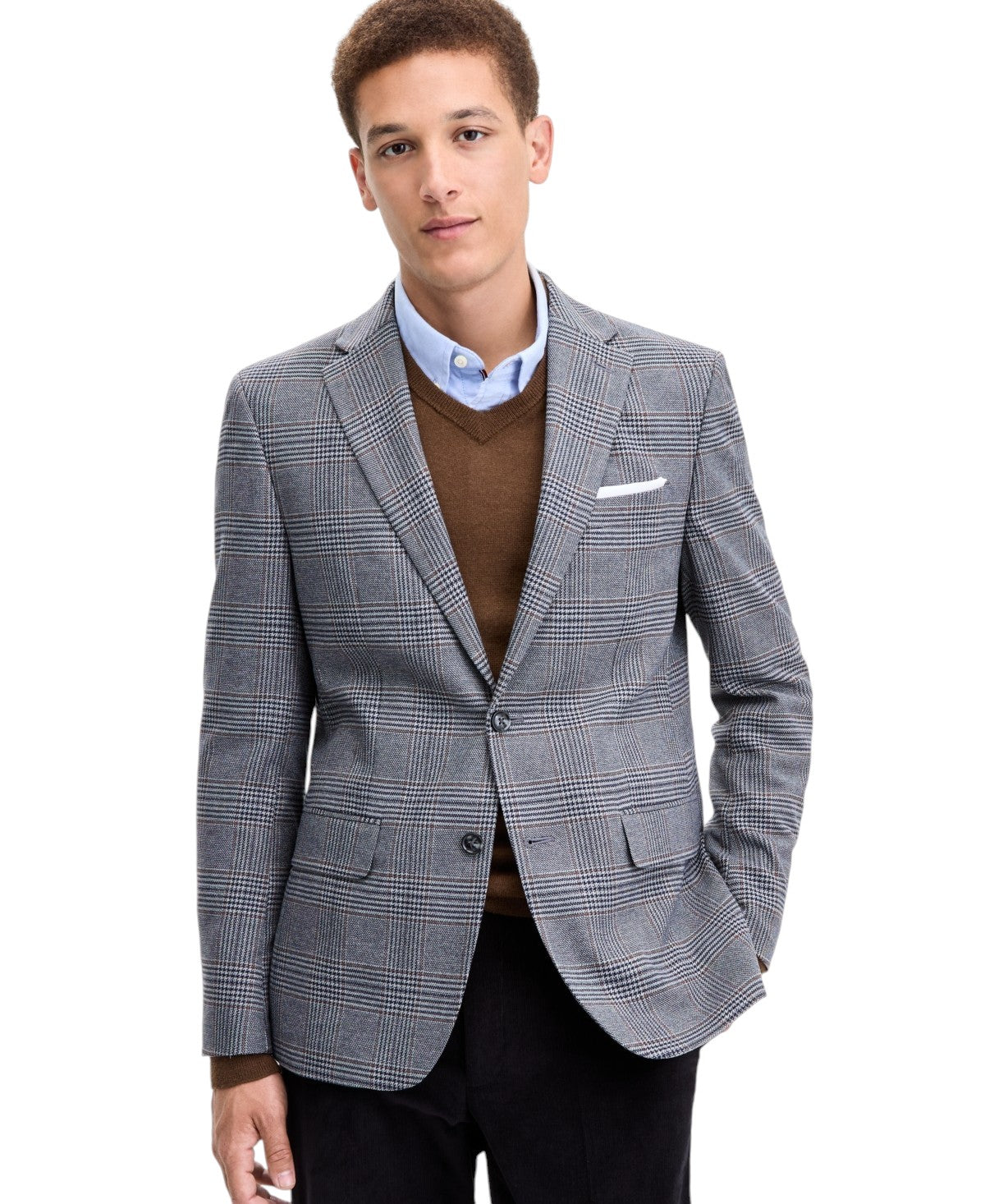 Tommy Hilfiger Mens Modern fit Blazer 40 S MId Gray Plaid