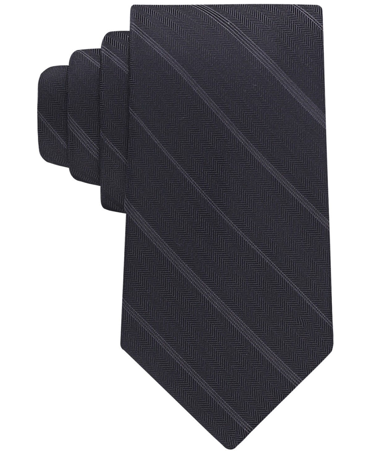 Calvin Klein Mens Randi Stripe Neck Tie Black