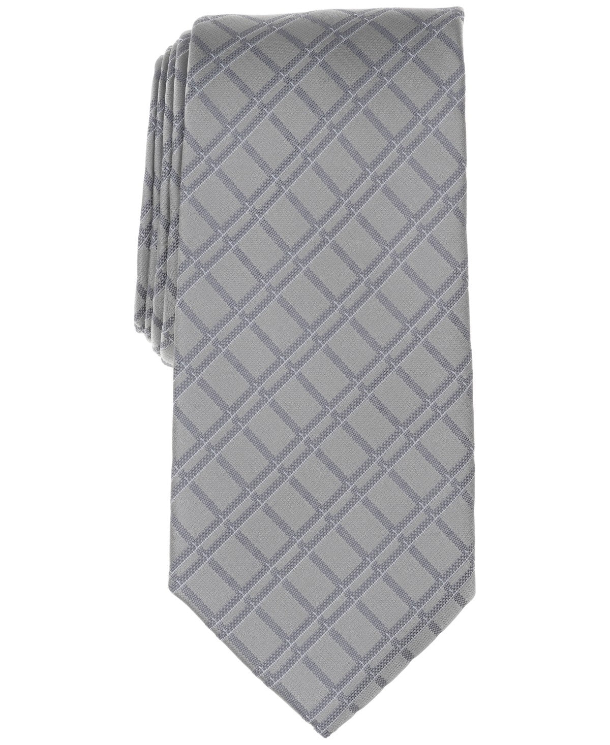 Perry Ellis Portfolio Mens Kaine Grid Neck Tie Silver