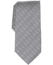 Perry Ellis Portfolio Mens Kaine Grid Neck Tie Silver