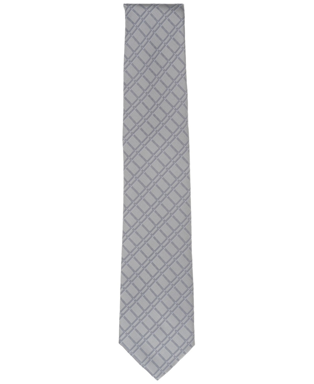 Perry Ellis Portfolio Mens Kaine Grid Neck Tie Silver