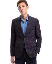 Tommy Hilfiger Mens Modern fit Sport Coat Blazer 36 S Burgundy Red Check