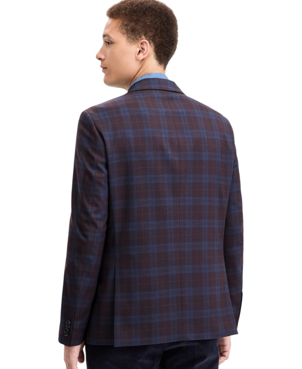 Tommy Hilfiger Mens Modern fit Sport Coat Blazer 36 S Burgundy Red Check
