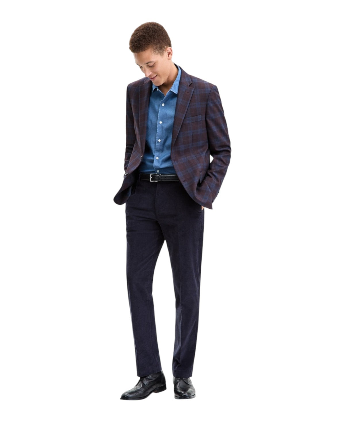 Tommy Hilfiger Mens Modern fit Sport Coat Blazer 36 S Burgundy Red Check