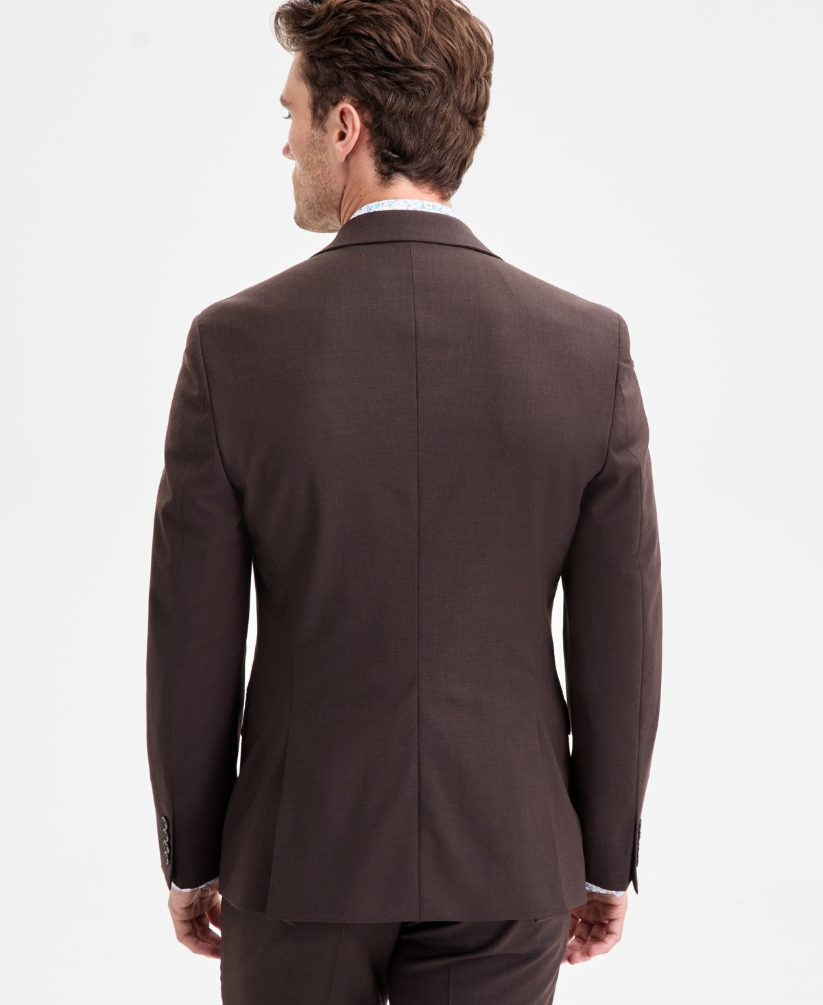 Bar III Mens Slim fit Wool Suit Jacket Blazer 46 L Brown Solid