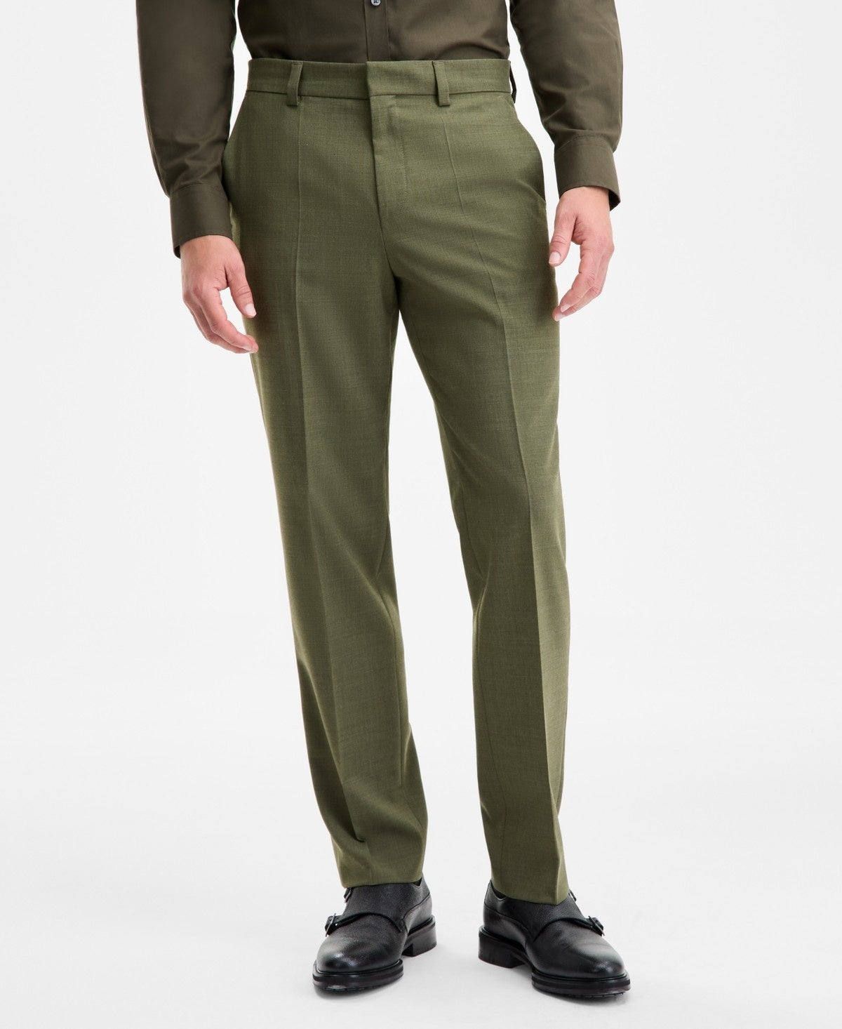 Hugo Boss Mens Modern fit  Wool Dress Pants 30 / 32 Green Solid