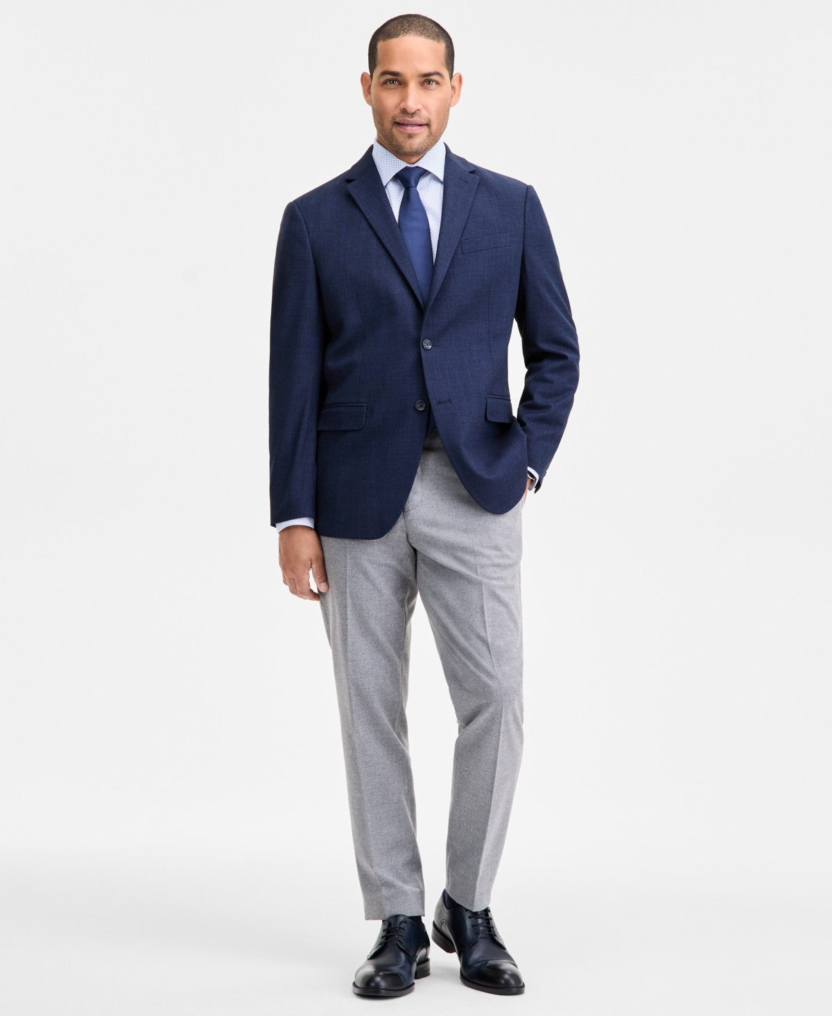 Kenneth Cole Reaction Mens Slim fit Weave Sport Coat Blazer 42 L Navy Blue Solid