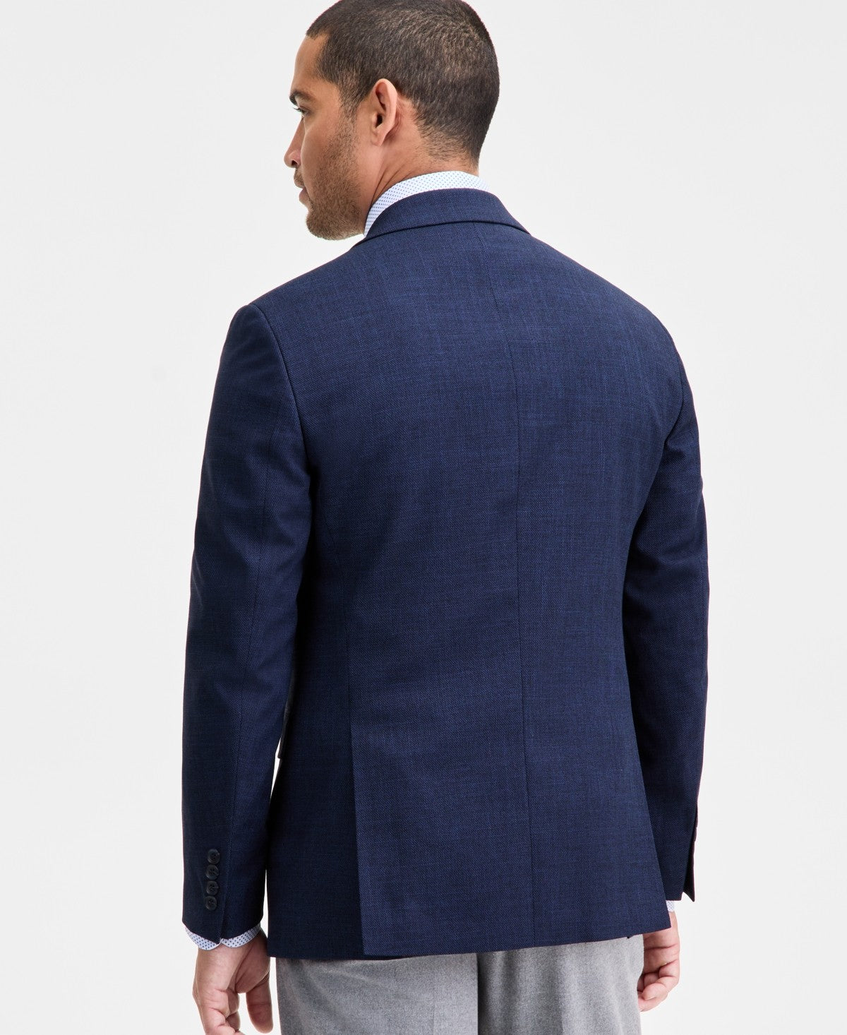 Kenneth Cole Reaction Mens Slim fit Weave Sport Coat Blazer 42 L Navy Blue Solid