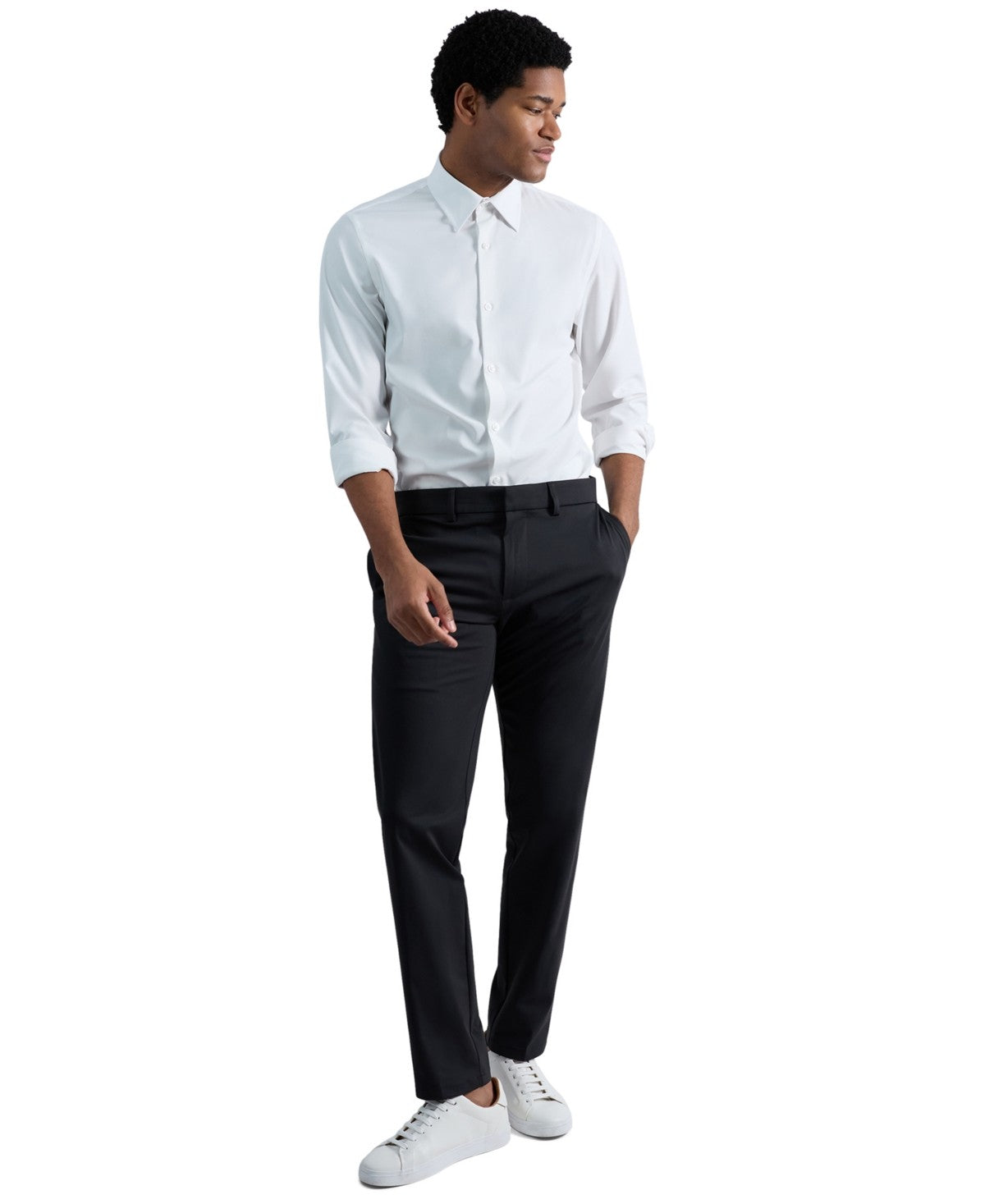 Kenneth Cole Mens Slim fit Dress Pants Knit 34 / 30 Black Solid