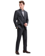 Izod Mens Modern fit 2 Piece Suit 42 R / 36 Waist Charcoal Grey Solid Stretch