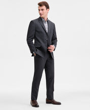 Izod Mens Modern fit 2 Piece Suit 42 R / 36 Waist Charcoal Grey Solid Stretch